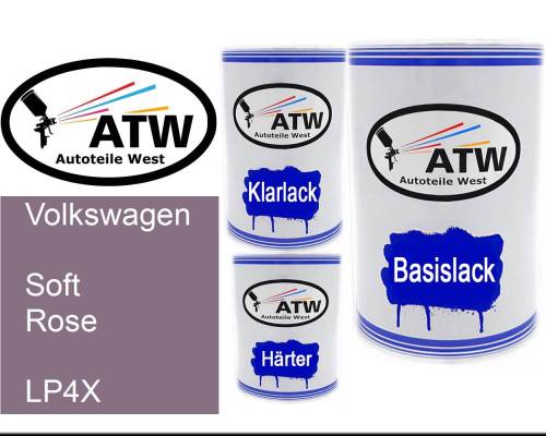 Volkswagen, Soft Rose, LP4X: 500ml Lackdose + 500ml Klarlack + 250ml Härter - Set, von ATW Autoteile West.